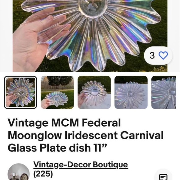 Vintage Federal Glass Co. Celestial Iridescent Petal Bowls - TWO included - Picture 8 of 9